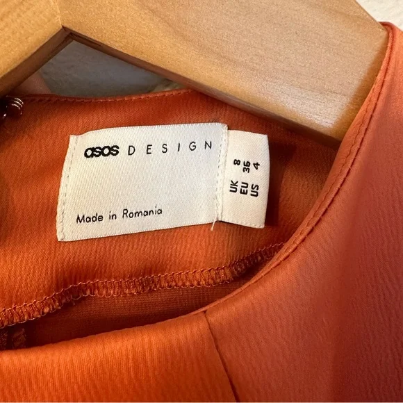 ASOS Rust Orange Satin Wrap Dress - Picture 7 of 11
